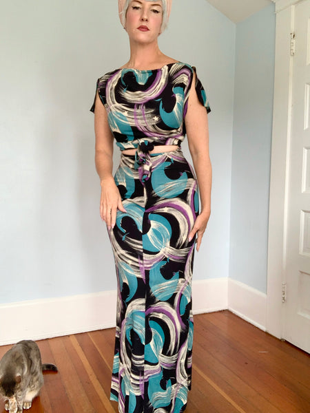1940s “Cole of California” Celestial Print Cold Rayon Ensemble