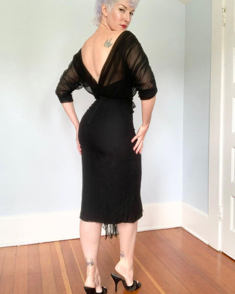 1940s “Irene for Bullock’s Wilshire” Silk Chiffon Cocktail Dress