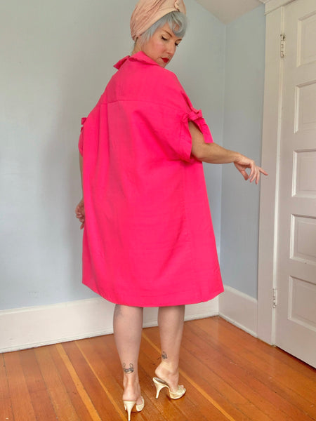1950s Hot Pink Raw Silk Cocktail Set by “Sydney North California”