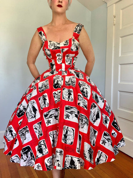 1950s “Royal Hawaiian” Crisp Cotton Sundress & Bolero