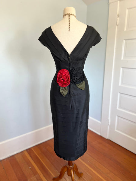 Demi-Couture 1950s Silk Pleated Cocktail Dress