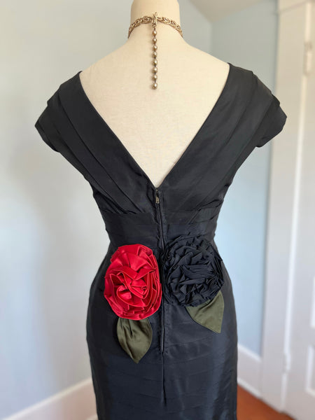 Demi-Couture 1950s Silk Pleated Cocktail Dress