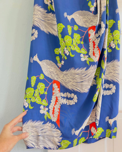 1940s Cold Rayon Hawaiian Sarong Dress by “Kamehameha”