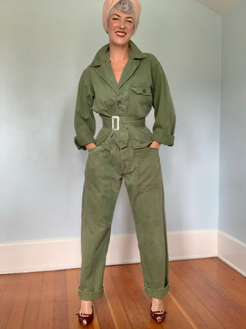 1940s Cotton Herringbone Military Boiler Suit