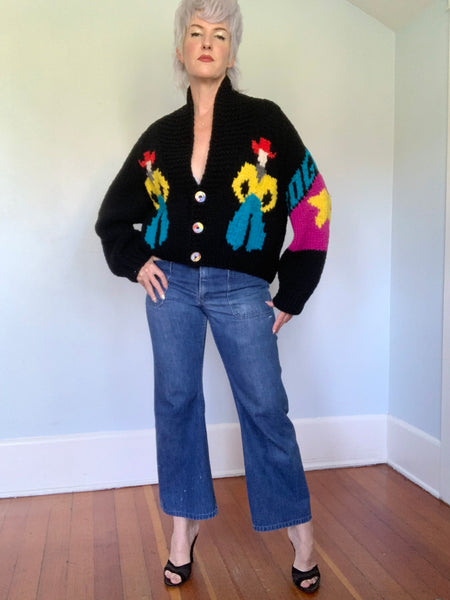 Killer 1980s does 1950s Oversized Cowboy Cowichan-style Sweater