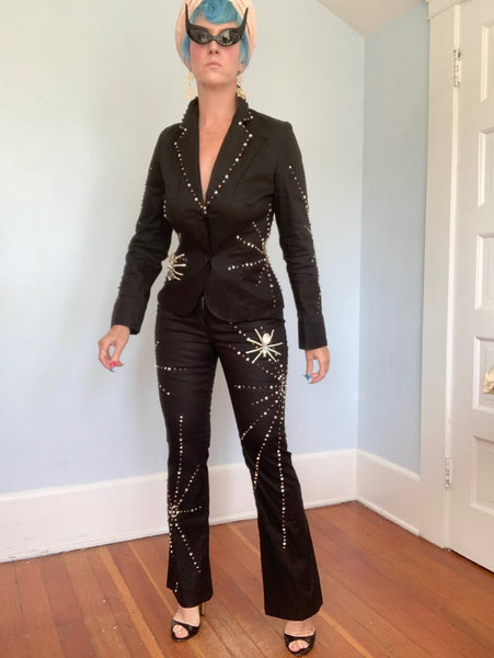 Deadstock Y2K Rhinestone Spiderwebs Suit