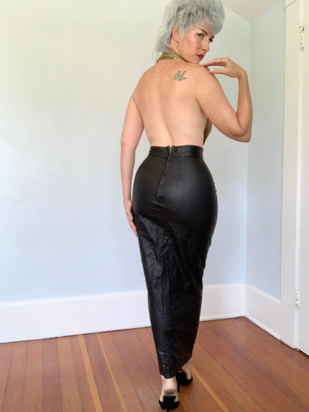 Vintage “Bizarre Fashions” Leather Fetish Hobble Skirt