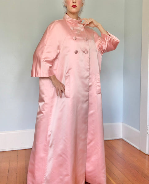 Barbie Pink 1960s Peau de Soie Silk Opera Coat for “I. Magnin”