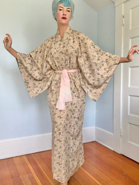 Vintage Traditional Custom Made Japanese Silk Kimono w/ X-Rated Illustrations