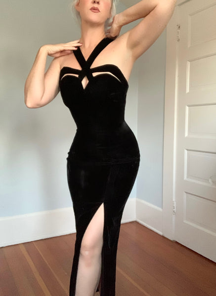 Deadstock with Tags 1990s “Indecent Proposal” Velvet Evening Gown
