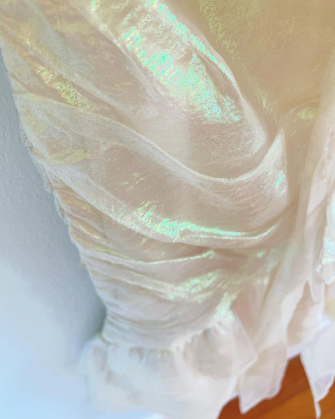 1980s Iridescent Chiffon “Gunne Sax” Mermaid Cocktail Dress