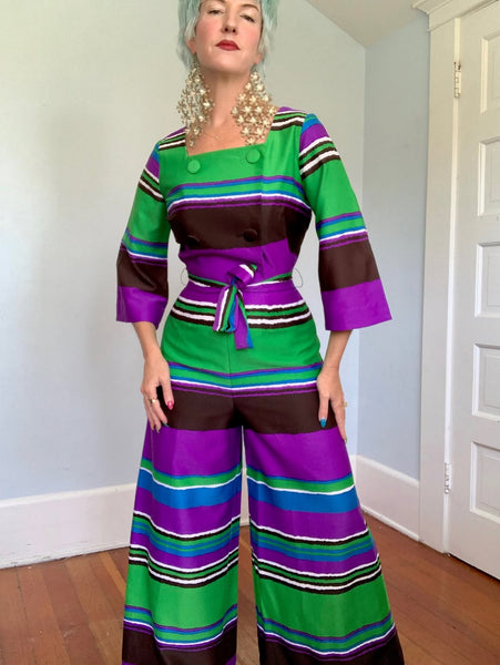 1960s Mod Palazzo Jumpsuit w/ Belt by “Tori Richard Honolulu”