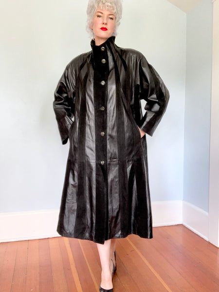 1980s Italian Leather Extreme Trapeze Coat by “Athos Firenze”