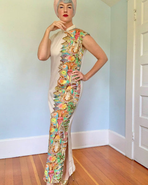 1960s “Liberty House by Tori Richard Honolulu” Psychedelic Cheongsam Maxi