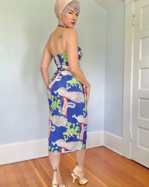 1940s Cold Rayon Hawaiian Sarong Dress by “Kamehameha”
