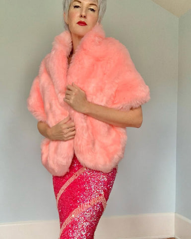 Pink Faux Fur Stole