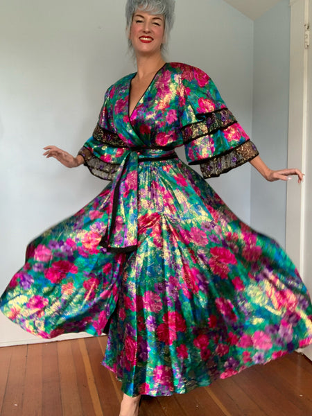 1980s “Diane Freis” Silk Rhumba Dress w/ Belt