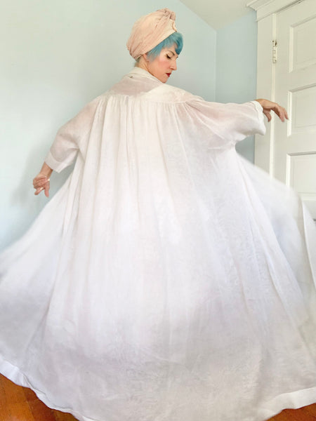 Custom Vintage Silk Organza Huge Trapeze Maxi Bridal Coat Attributed to “Nina Ricci”