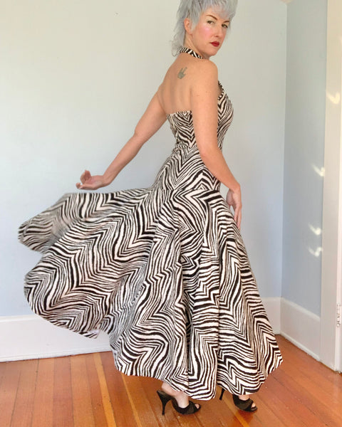 1950s Custom “Saks Fifth Avenue” Cotton Pique Zebra Gown