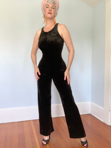 1990s “Betsey Johnson” Stretch Velvet Catsuit