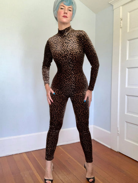 Vintage “Frederick’s of Hollywood” Stretch Velvet Leopard Catsuit