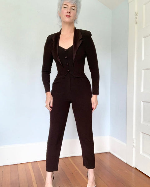 1980s Femme Tux Jumpsuit by “Karen Alexander”