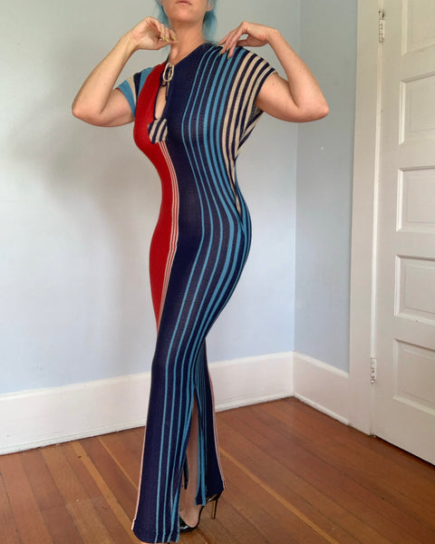 1960s Rayon Knit Semi Sheer Sexy Caftan
