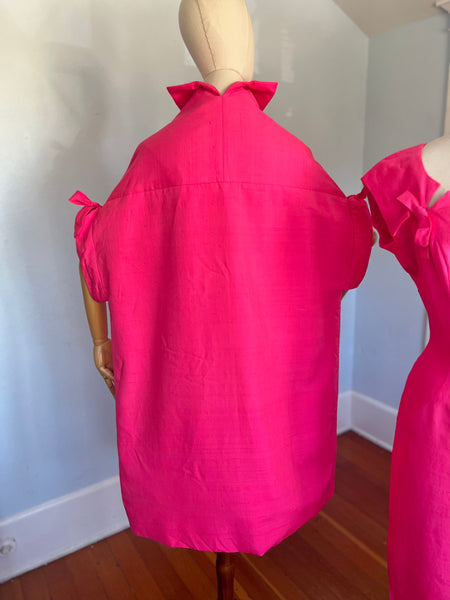 1950s Hot Pink Raw Silk Cocktail Set by “Sydney North California”