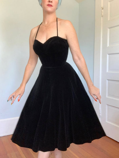 1950s “Elaine Terry California” Cotton Velvet Party Dress