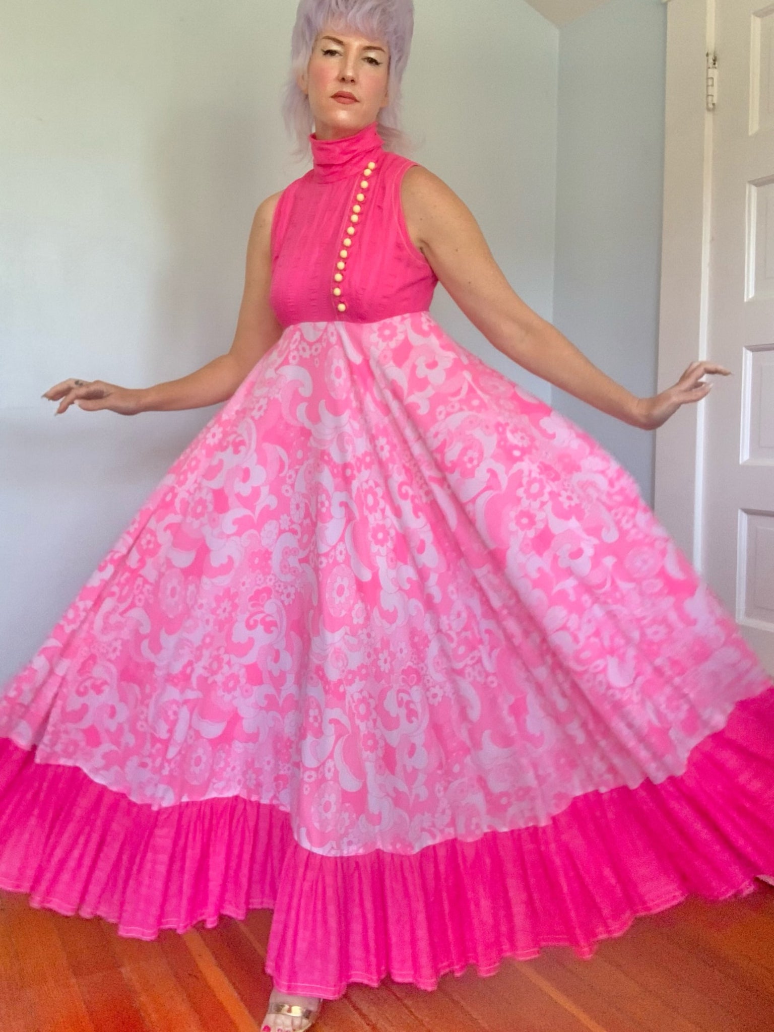 1960s Designer “Jean Varon” Extreme Trapeze Maxi Dress – butchwaxvintage