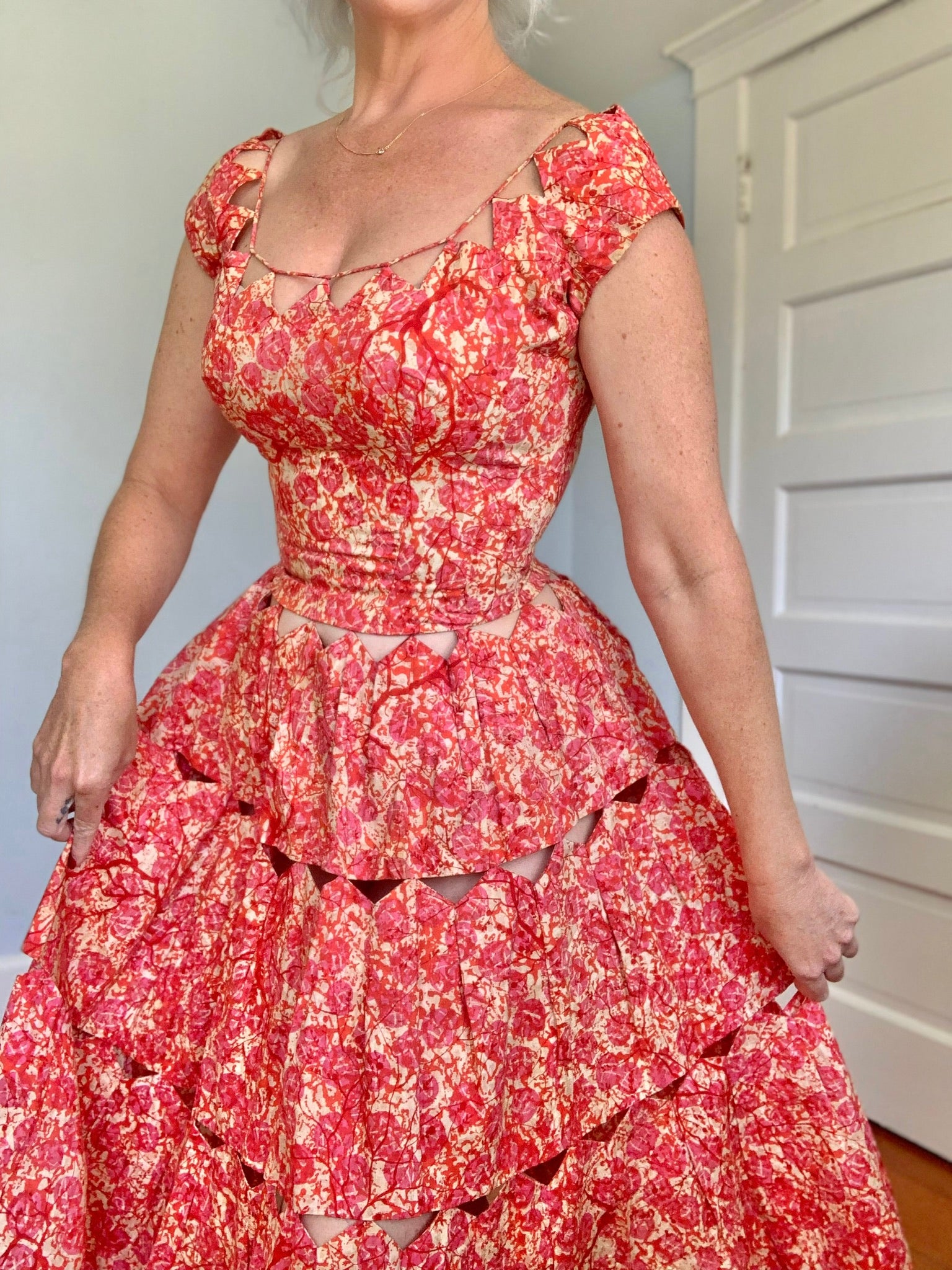 1950s Cut Out Custom Made Cotton Sundress