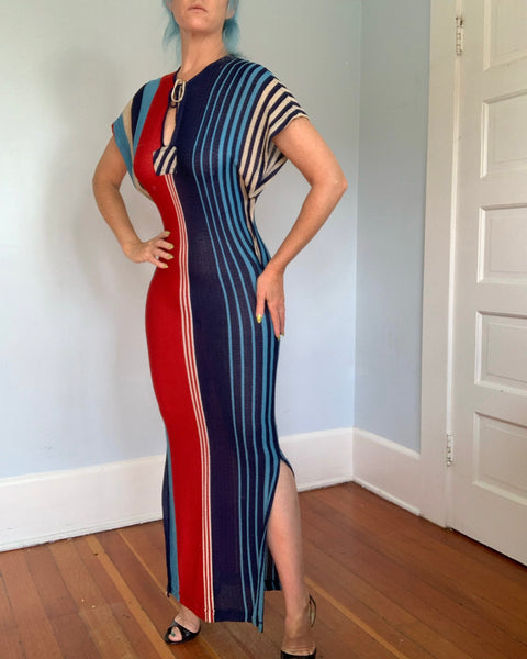 1960s Rayon Knit Semi Sheer Sexy Caftan