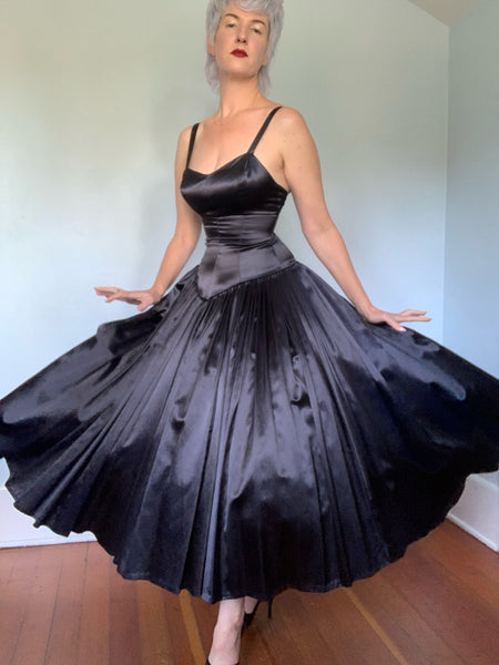 1980s “Norma Kamali” Liquid Satin Party Dress