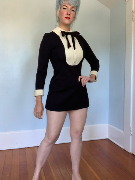 1960s Mod Tuxedo Mini Dress