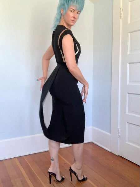 1940s Custom Silk Cut-Outs Cocktail Dress