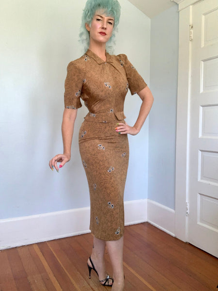 1940s Silk Spiderweb & Sunglasses Dress