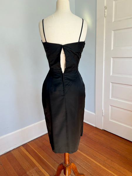1950s Peau de Soie Silk Draped Cocktail Dress