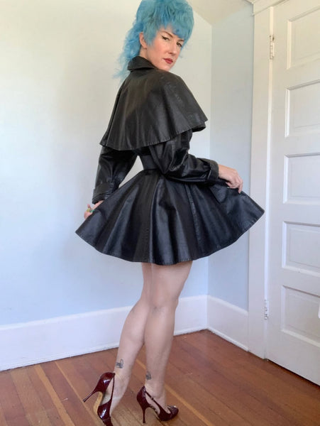 1980s Leather Mini Princess Coat
