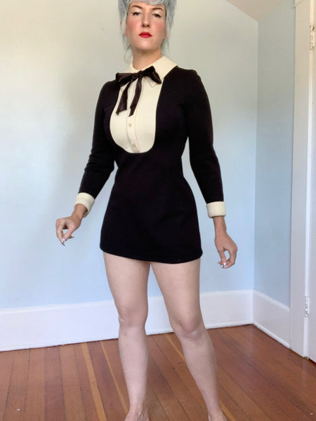 1960s Mod Tuxedo Mini Dress