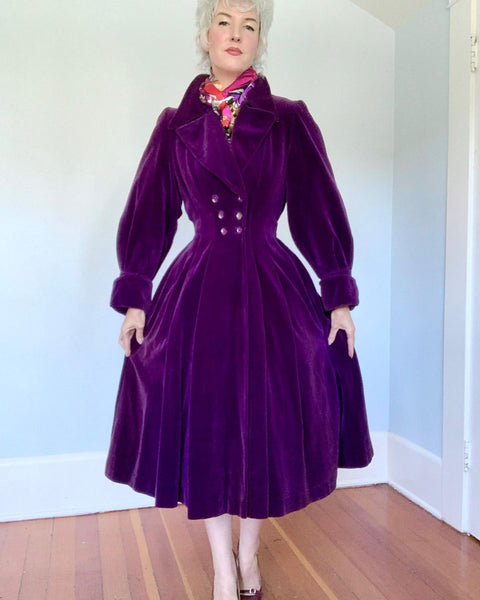 1940s Cotton Velvet Chenille Princess Coat