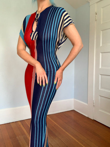 1960s Rayon Knit Semi Sheer Sexy Caftan