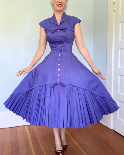 1950s “Suzy Perette New York” Polished Cotton Day Dress