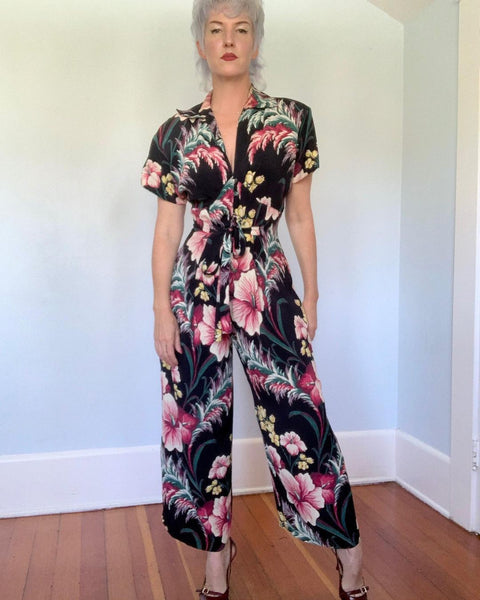 1940s Inspired Cold Rayon Palazzo Jumpsuit by “Karen Alexander”