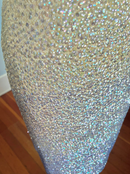 1960s Hand Knit Wool Fully Sequined Ombré Cocktail Dress by “Banff”