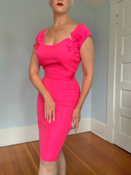 1950s Hot Pink Raw Silk Cocktail Set by “Sydney North California”