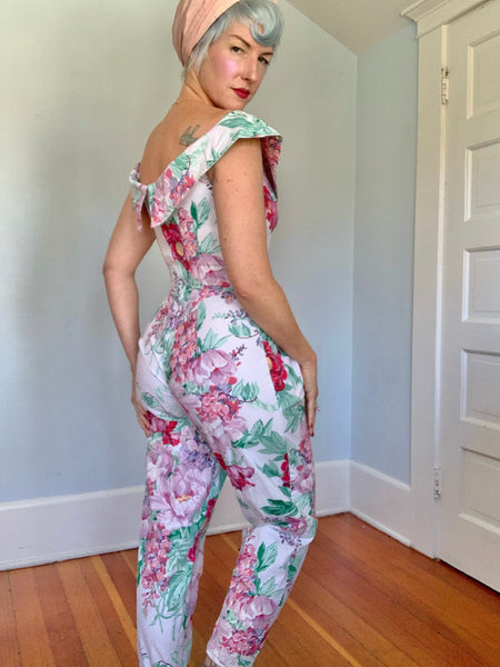 1980s “Karen Alexander” Floral Jumpsuit