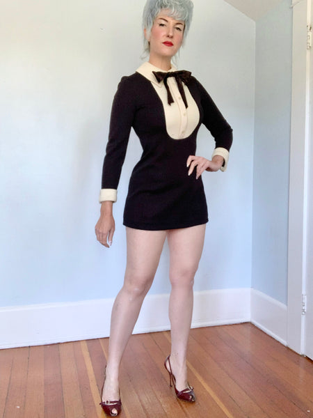 1960s Mod Tuxedo Mini Dress