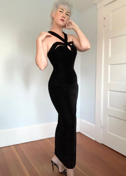 Deadstock with Tags 1990s “Indecent Proposal” Velvet Evening Gown
