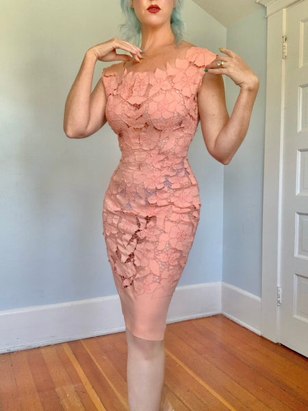 1950s Irish Linen Cut-Outs Cocktail Dress