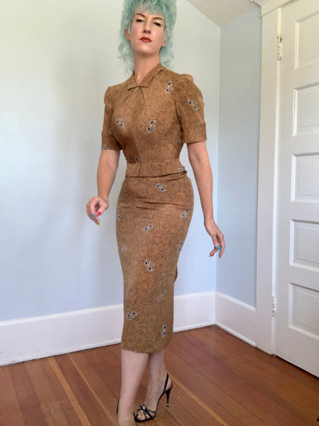 1940s Silk Spiderweb & Sunglasses Dress